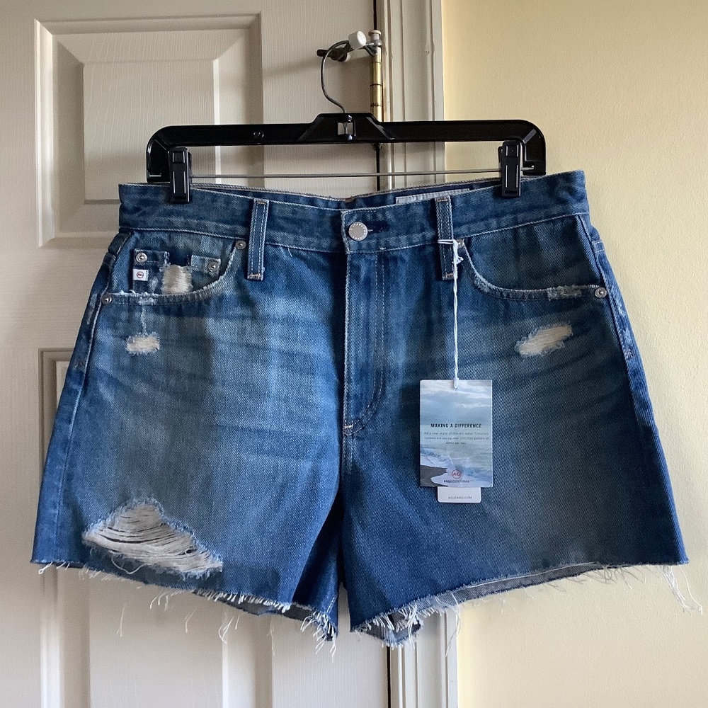 AG Alexxis High Rise Cutoff Distressed Denim Shorts Blue SZ 31